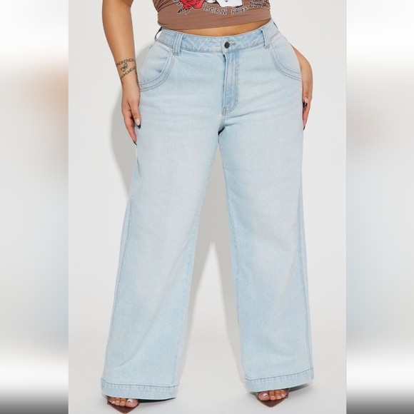 Fashion Nova Jeans - New Obsession Baggy Wide Leg Jean - Light - Picture 2 of 3
